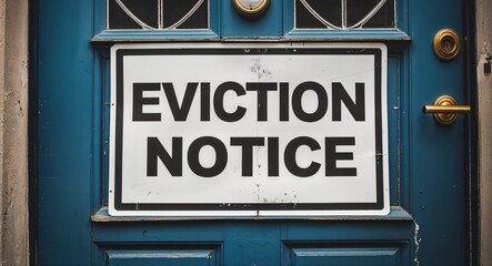 Obraz premium eviction notice lettering on a signage in door background