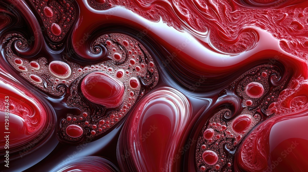 Aufkleber an abstract fractal design in shades of red, forming complex patterns and shapes, perfect for futuri