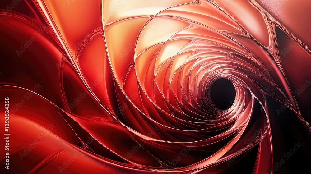 Aufkleber an abstract fractal design in shades of red, forming complex patterns and shapes, perfect for futuri