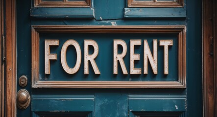 for rent lettering on a signage in door background