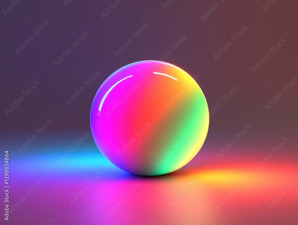 Poster vibrant colorful sphere with smooth surface reflecting light in an artistic and minimalistic setting