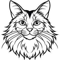 Cute cat head line art vector design