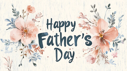 Happy Father's Day text between flowers.