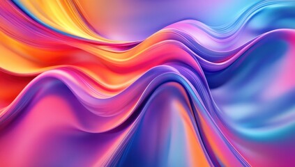 Fototapeta premium Vibrant colorful waves blending seamlessly, showcasing fluid shapes in bright hues of purple, orange, blue, and pink for dynamic design applications