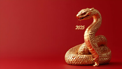 Fototapeta premium 3D golden snake with text 