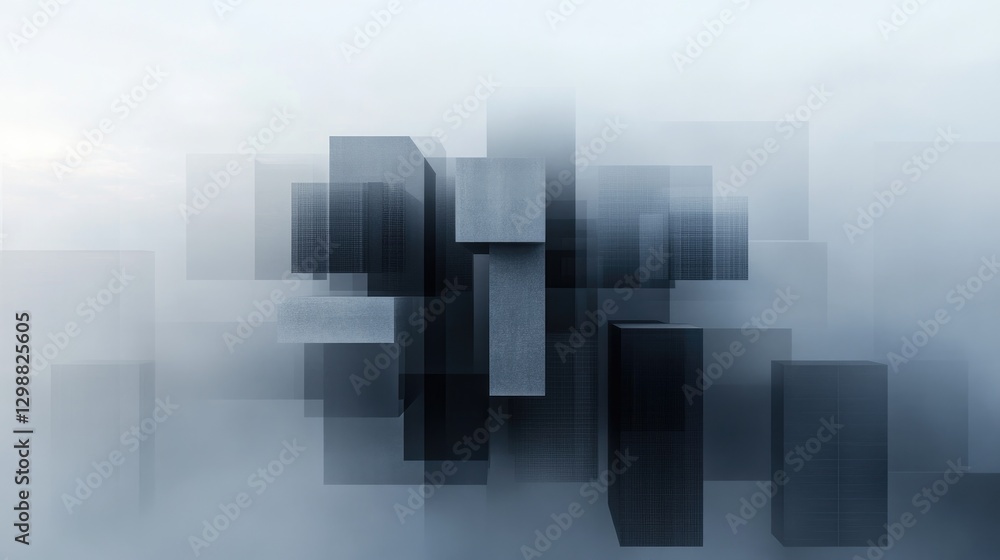 Poster aerial view of dense metropolis with towering skyscrapers arranged in structured grid creating visua