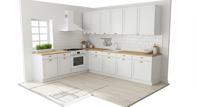 Modern kitchen design bright airy space minimalist aesthetic. AI Generated