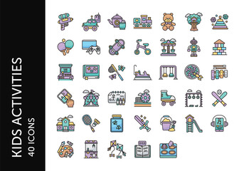 Kids Activities icon pack. Set icon design