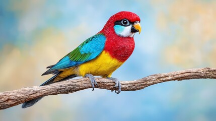 Fototapeta premium Colorful Parrot on Branch Pixel Art Style