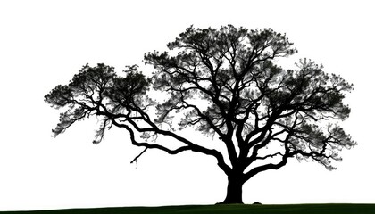 Obraz premium Single, majestic tree silhouetted against a pure white backdrop, wood, simple