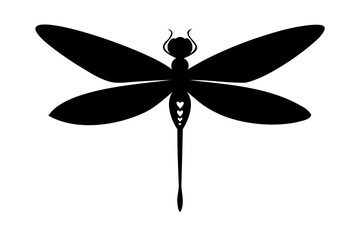 Minimalist Dragonfly Silhouette Vector Illustration on Transparent Background