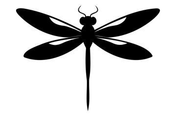 Minimalist Dragonfly Silhouette Vector Illustration on Transparent Background