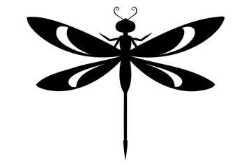 Minimalist Dragonfly Silhouette Vector Illustration on Transparent Background