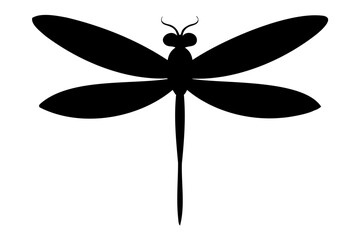Minimalist Dragonfly Silhouette Vector Illustration on Transparent Background