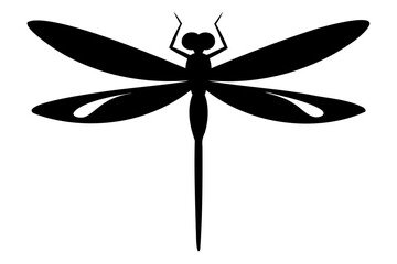 Silhouette vector illustration of a dragonfly isolated on a transparent background