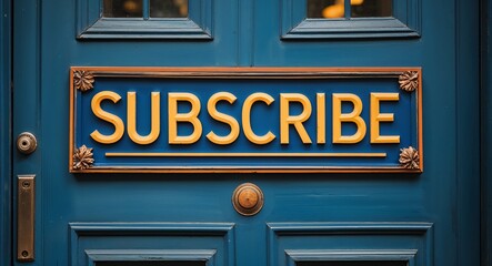 Subscribe lettering on a signage in door background