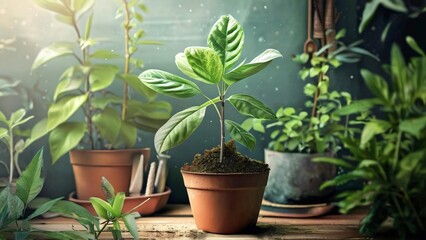 Obraz premium Illustration of Planting for Plant Something Day in Vibrant and Natural Colors