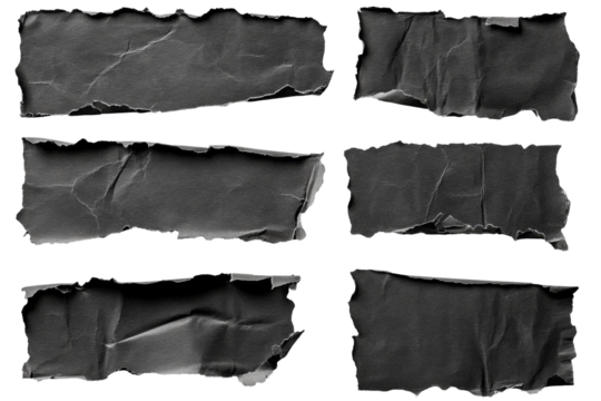 Torn black paper png background transparent texture for graphic design creative projects digital art