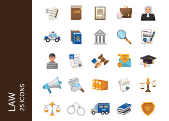Law icon pack. Set icon design