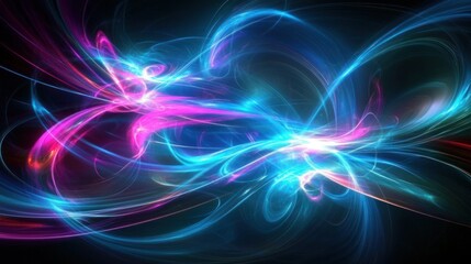 Obraz premium Abstract Glowing Light Trails with Swirls and Energy Flow Background