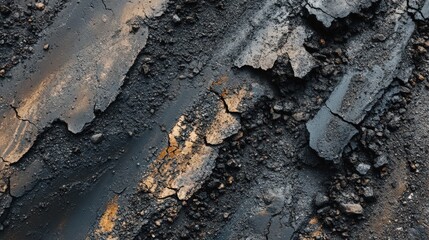 Fototapeta premium Cracked Asphalt Road Surface Texture Detail