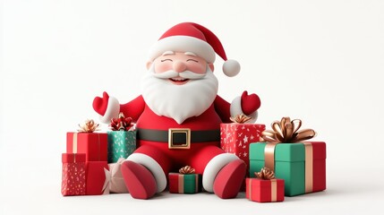 Joyful Santa Surrounded by Gifts
