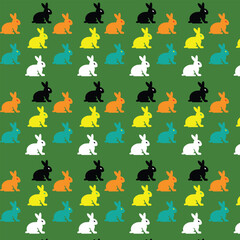 Rabbit pattern colorful design black and yellow or white 