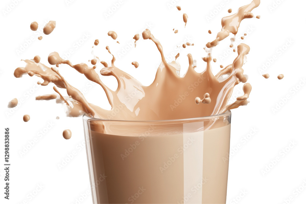 Aufkleber dynamic chocolate milk splash studio setting high-resolution png transparent background design