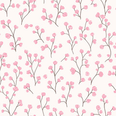 Seamless Pattern of Soft Pink Minimalist Roses on a White Background