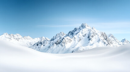 Obraz premium Majestic snow covered mountain range under clear blue sky