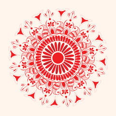 Red mandala round ornament floral design