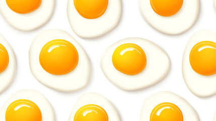 Seamless tileable pattern of cute fried eggs in a minimalistic style