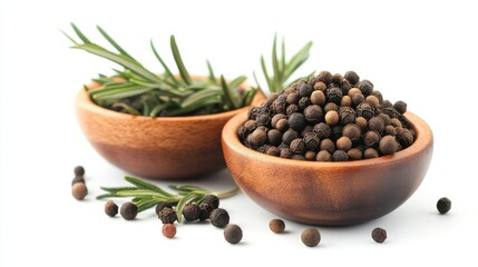Fresh Rosemary and Black Pepper Isolated