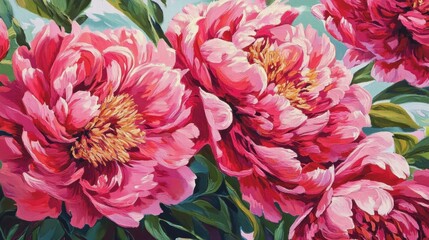 vibrant pink peonies floral painting