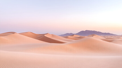vast desert landscape with golden dunes under pastel sky