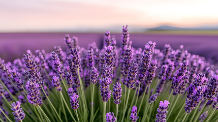 Obraz premium vibrant lavender field in full bloom, showcasing beautiful purple flowers