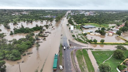 Flooding of the Segoditshane river in Gaborone, Botswana, Africa