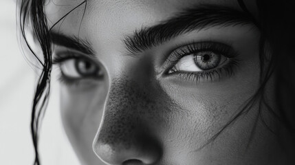 Fototapeta premium A delicate grayscale close-up of a woman