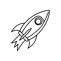 Rocket continuous one line drawing. Spaceship, rocket launch sign in simple linear style. Vector illustration.