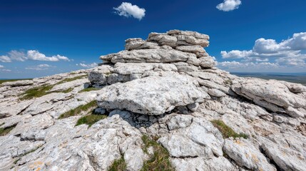 Rocky Mountaintop Under Sunny Sky