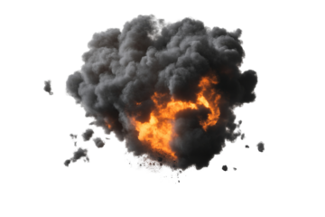 Explosive fireball effect digital art png transparent background dramatic visuals high-impact concept