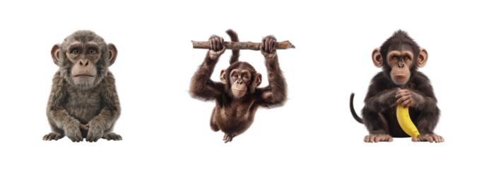 Adorable baby chimps displaying unique behaviors with charming expressions and playful actions