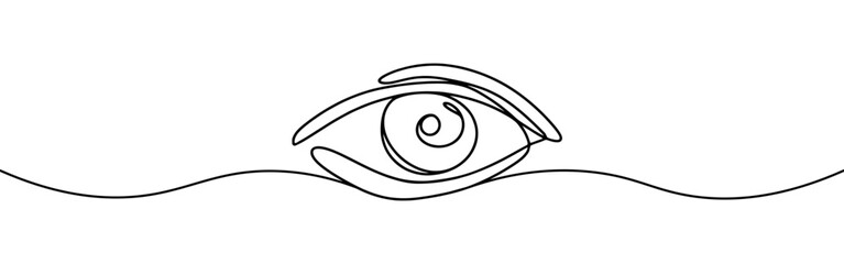 Eye continuous one line drawing. Human eye in simple linear style. Vector illustration.