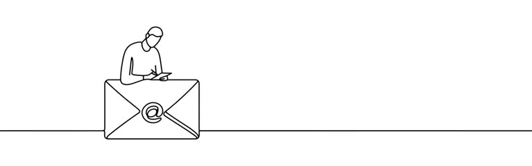 Envelope continuous one line drawing. Message, post, letter concept in simple linear style. Vector illustration.