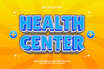 Editable text effect Health Center 3D Bold cartoon style