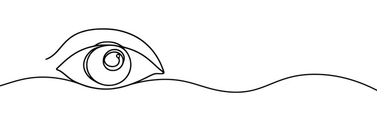 Eye continuous one line drawing. Human eye in simple linear style. Vector illustration.