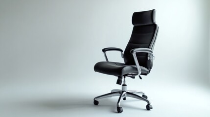 Modern Black Leather Office Chair in Studio