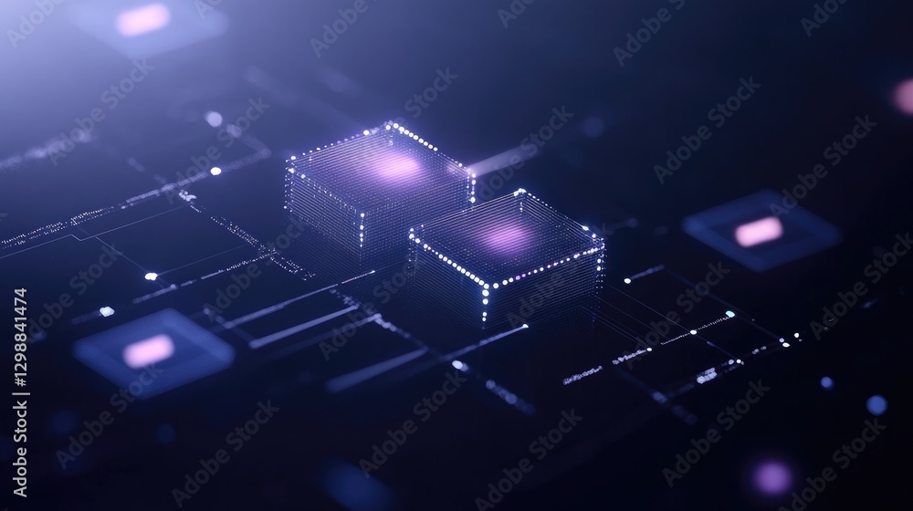 Aufkleber aerial view of advanced data transfer system with information packets moving seamlessly through cybe