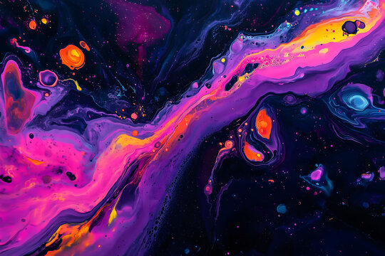 An acrylic pour paint, neon colors, psychedelic, liquid