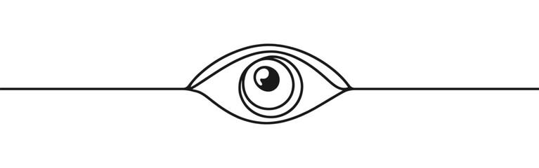 Obraz premium Eye continuous one line drawing. Human eye in simple linear style. Vector illustration.